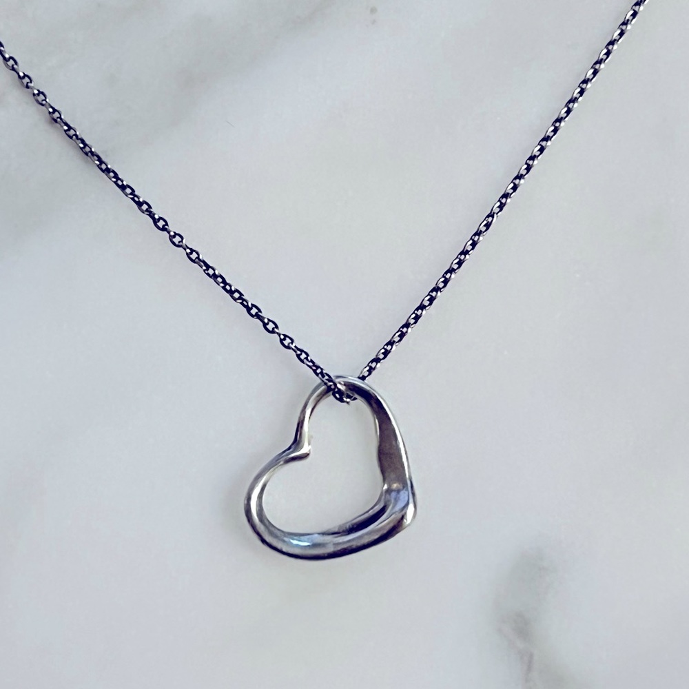 Tiffany Elsa Peretti sterling open heart necklace